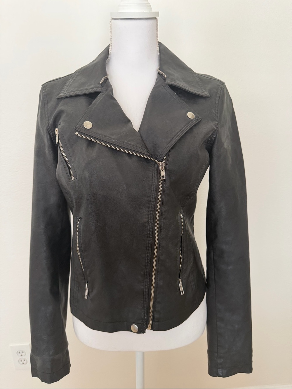 silence + noise black jacket with silver zipper detail
